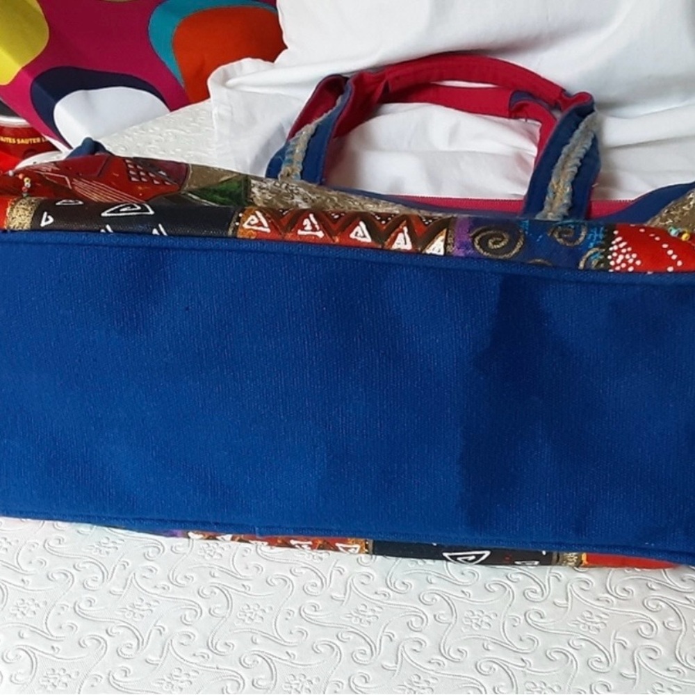 Laurel Burch Colourful Cats Canvas Tote Bag | Zippered - Picture 8 of 9